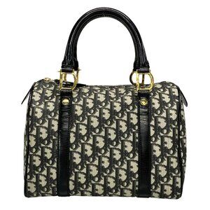 DIOR/ChristianDior Trotteur Cream Black PVC Patent Leather Handbag 674-082025